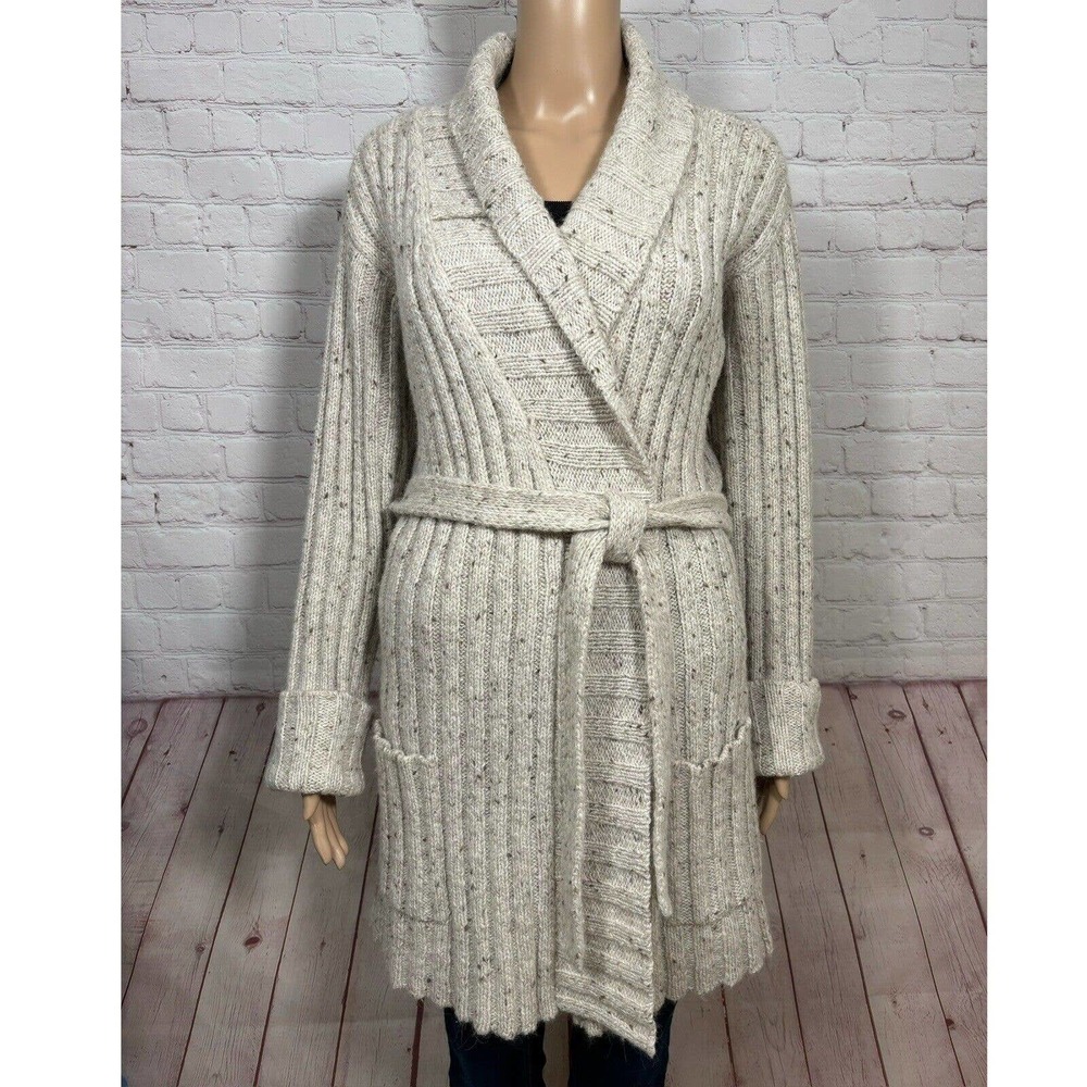 Red Maple Sportswear Belted Cardigan Sweater Womans Large Alpaca Wool Blend